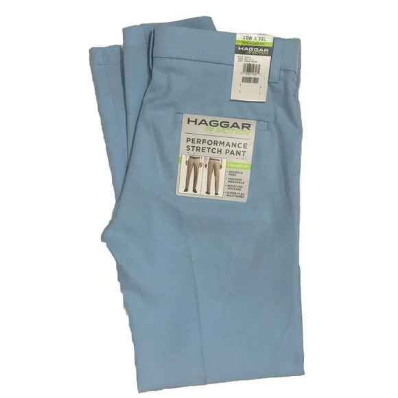 Haggar Other - NWT Haggar In Motion Men's Pants 32/32 Light Blue Flat Front Straight Flex Waist
